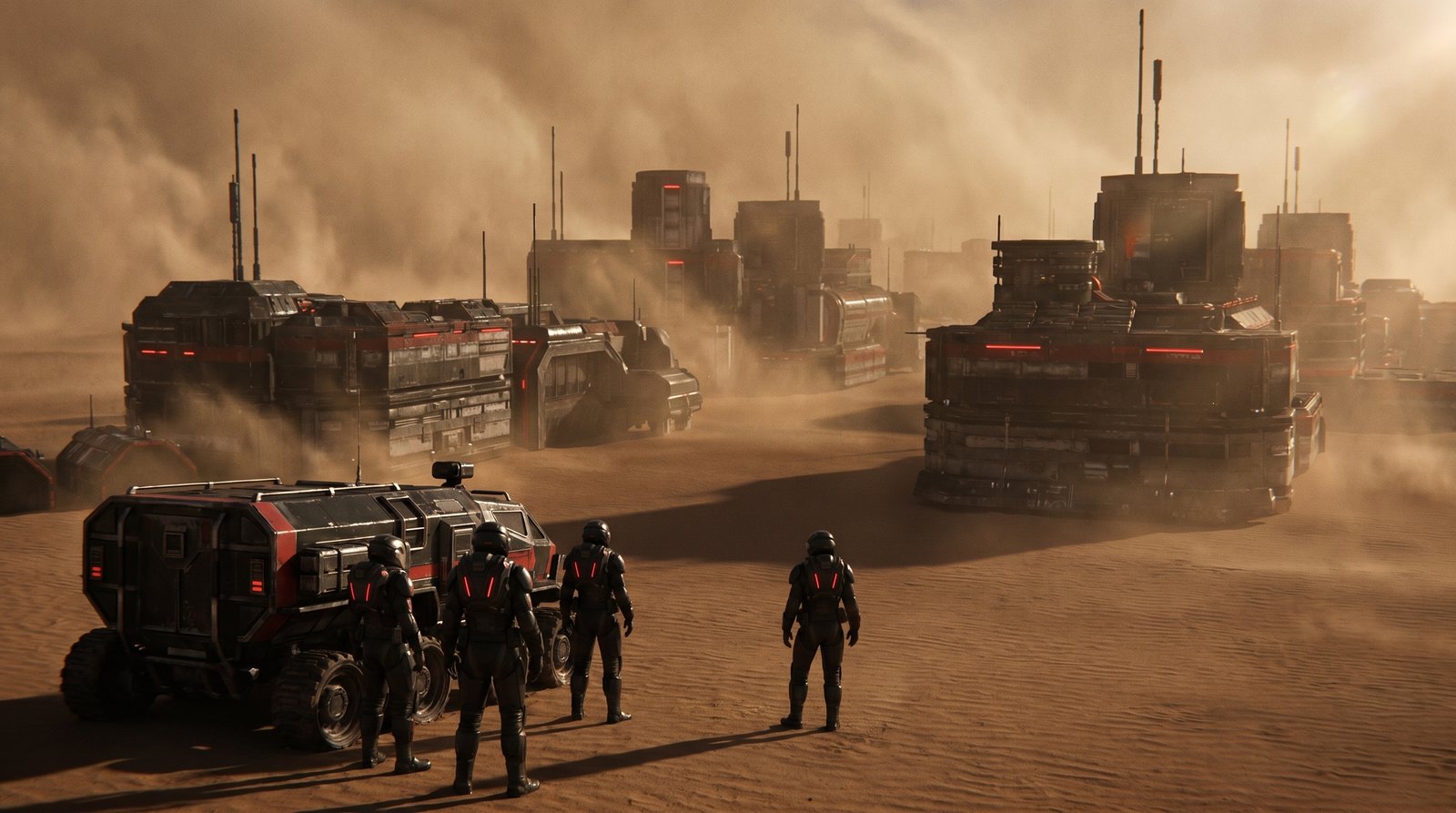 Vostok's Reach, House Jodon's city on Taurion, in a sandstorm
